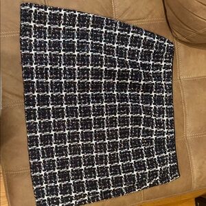 LOFT Black White Tweed Skirt Women Size 14 Pencil Work Office Classic Chic
